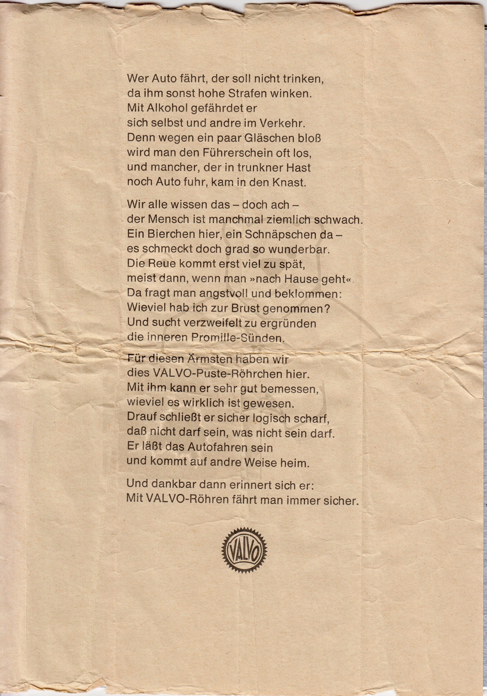 Die Bedienungsanleitung der "Sicherheitsröhre" Seite 1